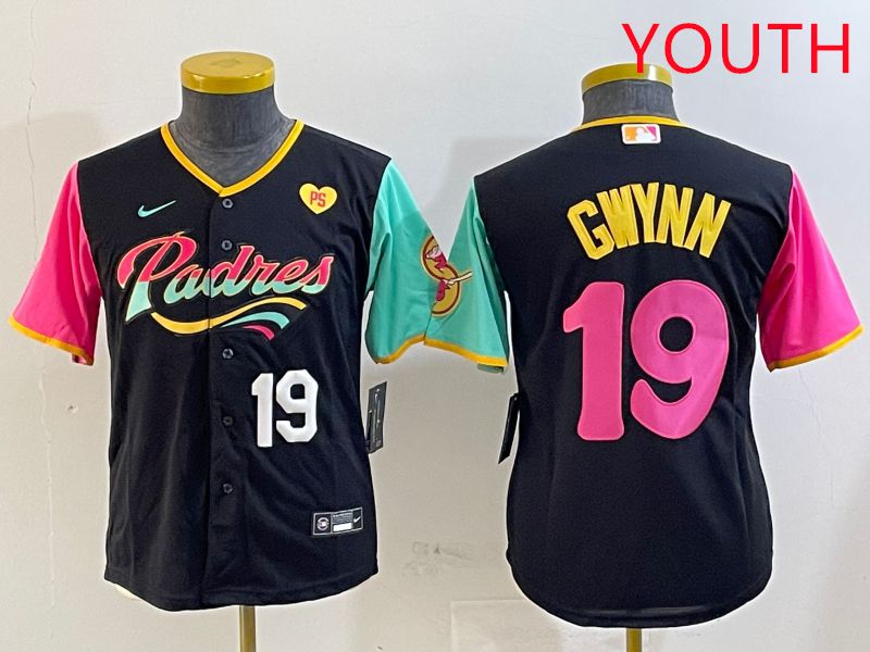 Youth San Diego Padres #19 Gwynn Black City Edition Game 2025 Nike MLB Jersey style 11